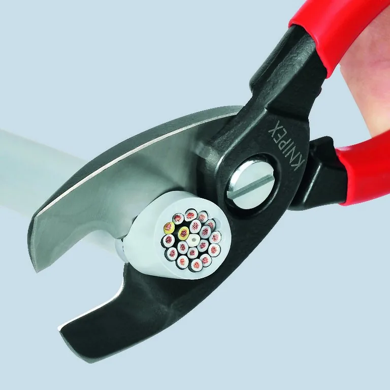 KNIPEX 95 11 200 Cable Shears with twin cutting edge 200 mm burnished with plastic coating