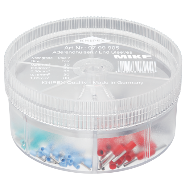 Bộ đầu cos 150 cái Knipex 97 99 905 – màu DIN, hộp nắp xoay