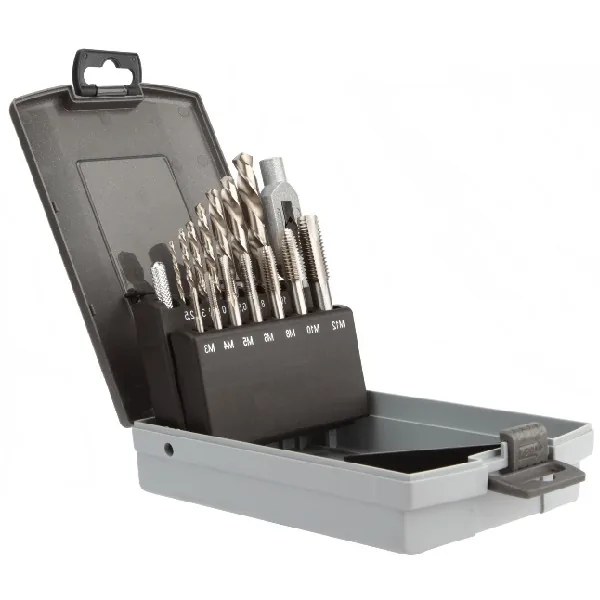 Bộ mũi khoan taro M3-M12 DIAGER 076E, 15 chi tiết bằng thép gió HSS