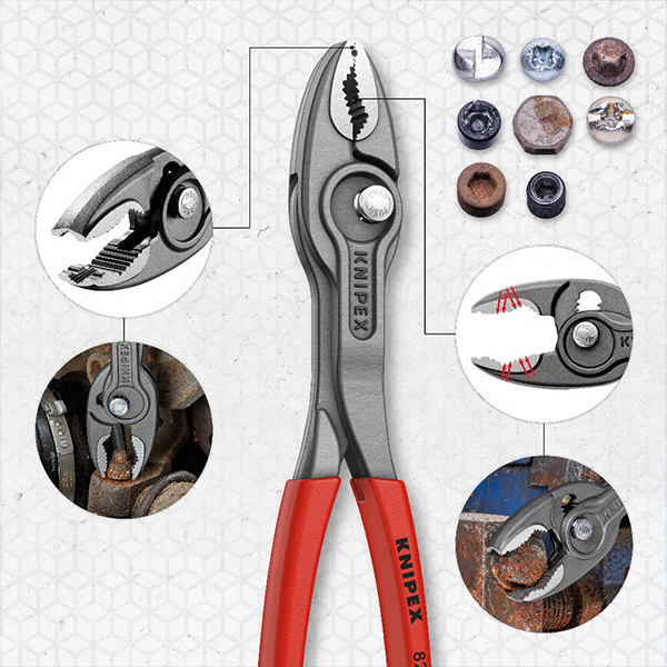 Kìm tháo ốc mòn TwinGrip Knipex 82 01 150 nặng 130 g, dài 150 mm, phù hợp bộ đồ nghề cơ động.