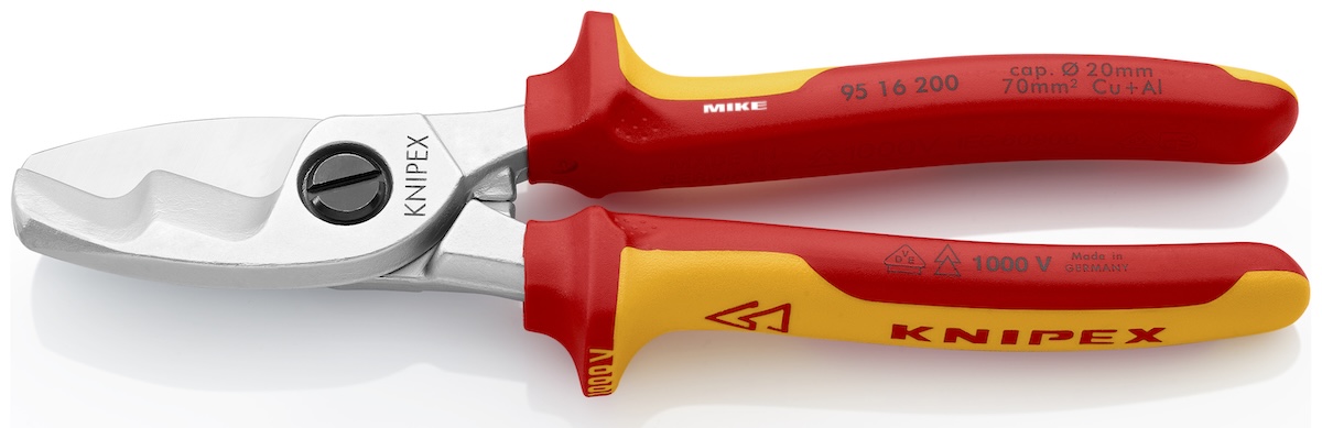 Kềm cắt cáp Knipex 95 16 200 lưỡi cắt đôi VDE 1000V