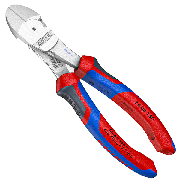 KNIPEX 74 05 180 SB High Leverage Diagonal Cutter 180 mm chrome-plated with comfort handles chrome-plated