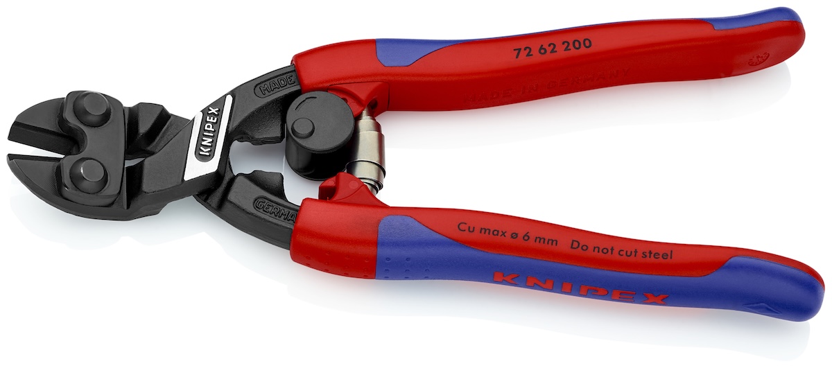 Kìm cộng lực Knipex 72 62 200 – lưỡi nghiêng 20° cắt kim loại mềm, nhựa