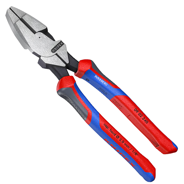 Kìm đầu bằng trợ lực Knipex 09 02 240, size 240mm, cán bọc nhựa đa màu, mạ đen