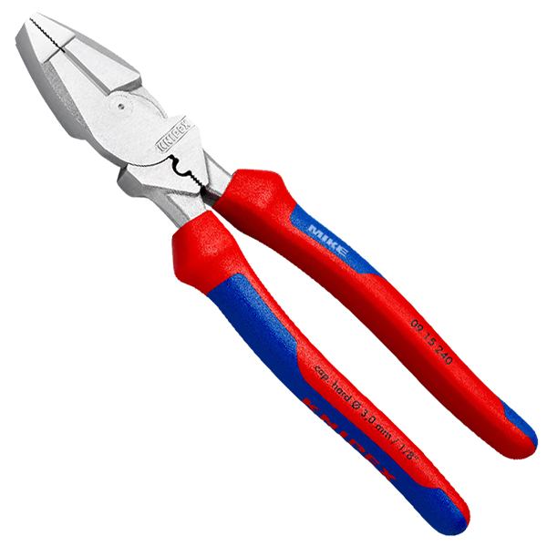 Kìm đầu bằng trợ lực Knipex 09 15 240, size 240mm, cán bọc nhựa đa màu, mạ chrome
