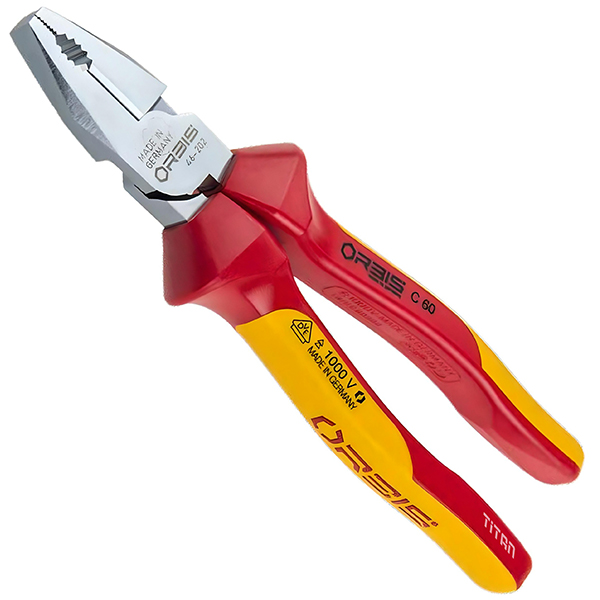 Kìm răng đa năng 8 inch, mặt mạ crom bóng gương, cán đỏ vàng cách điện