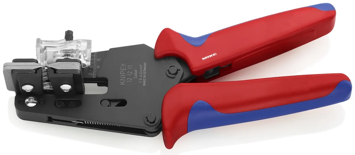 Kềm tuốt dây điện dùng trong hệ thống điện mặt trời Knipex 12 12 11 - made in Germany