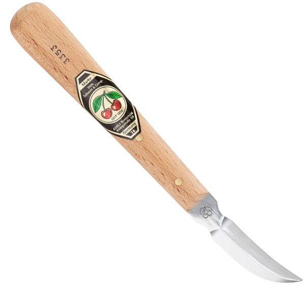 Dao điêu khắc Kirschen 3353, mũi cong 2 lưỡi, cán gỗ duyên 3353000