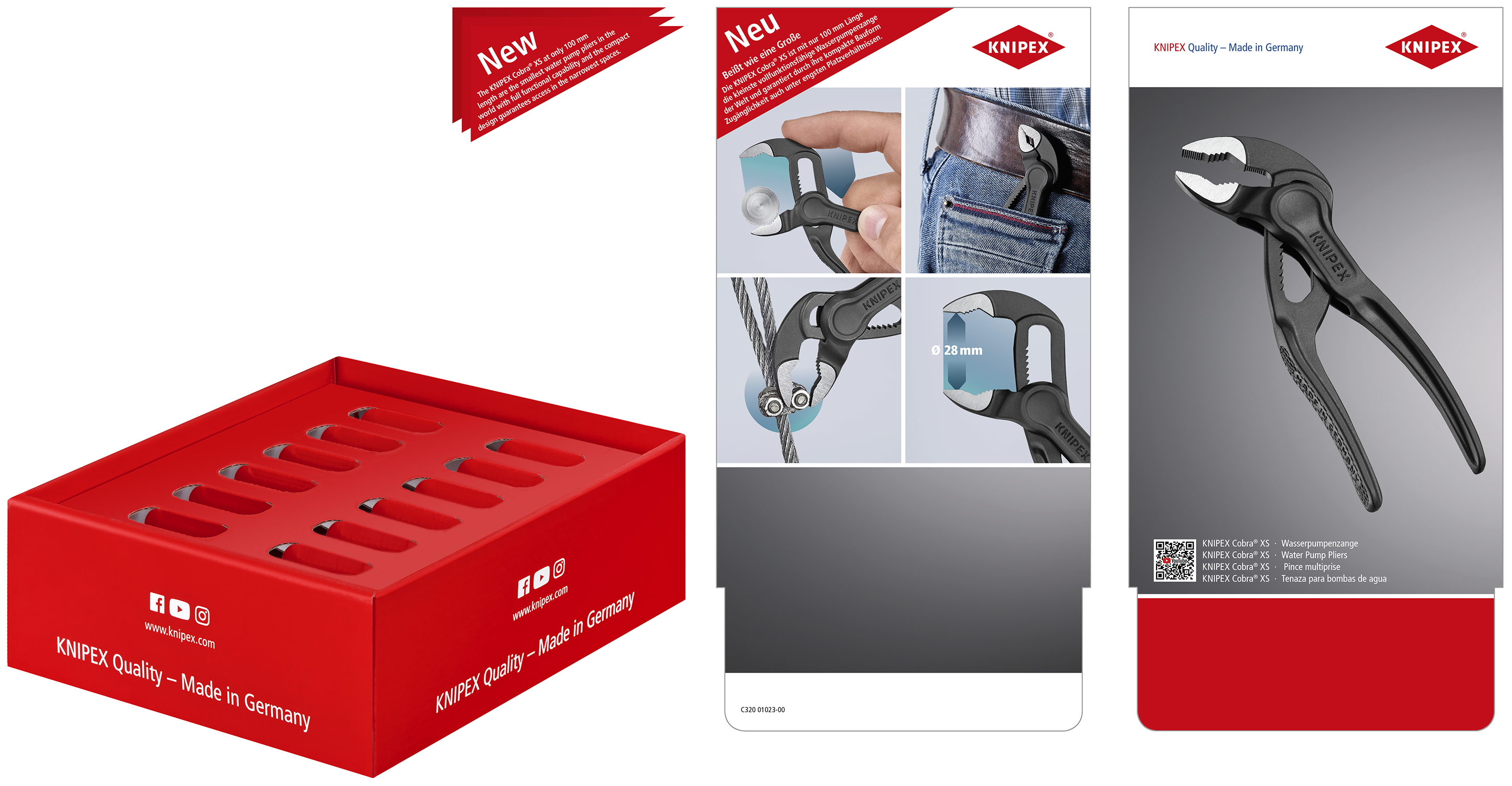 Kệ trung bày kìm mỏ quạ KNIPEX 00 18 01 V39 LE bằng carton cho 10 cây Knipex 87 00 100 200 mm