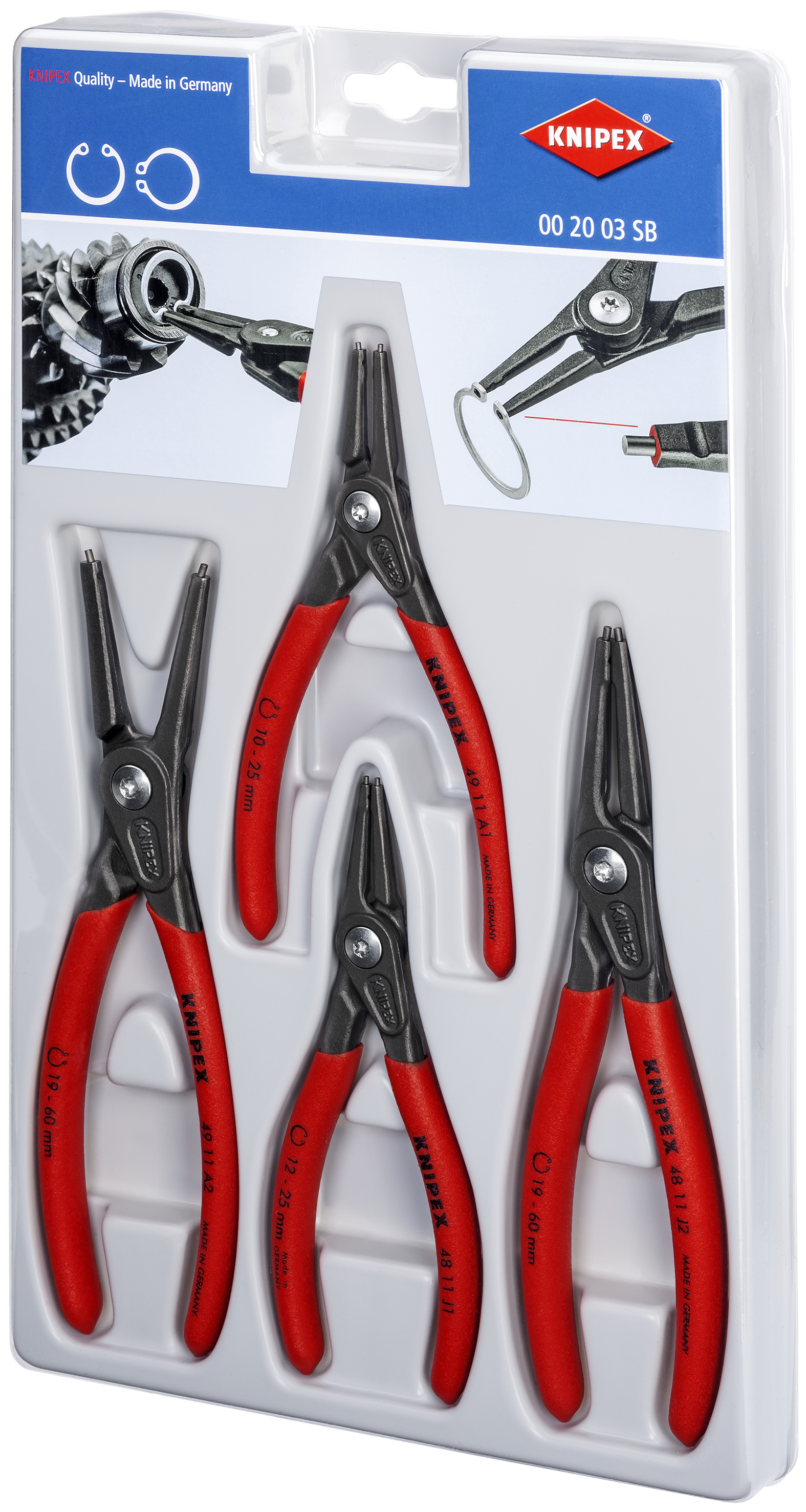 KNIPEX 00 20 03 SB Precision Circlip Pliers Set 4 parts thumbnail 2