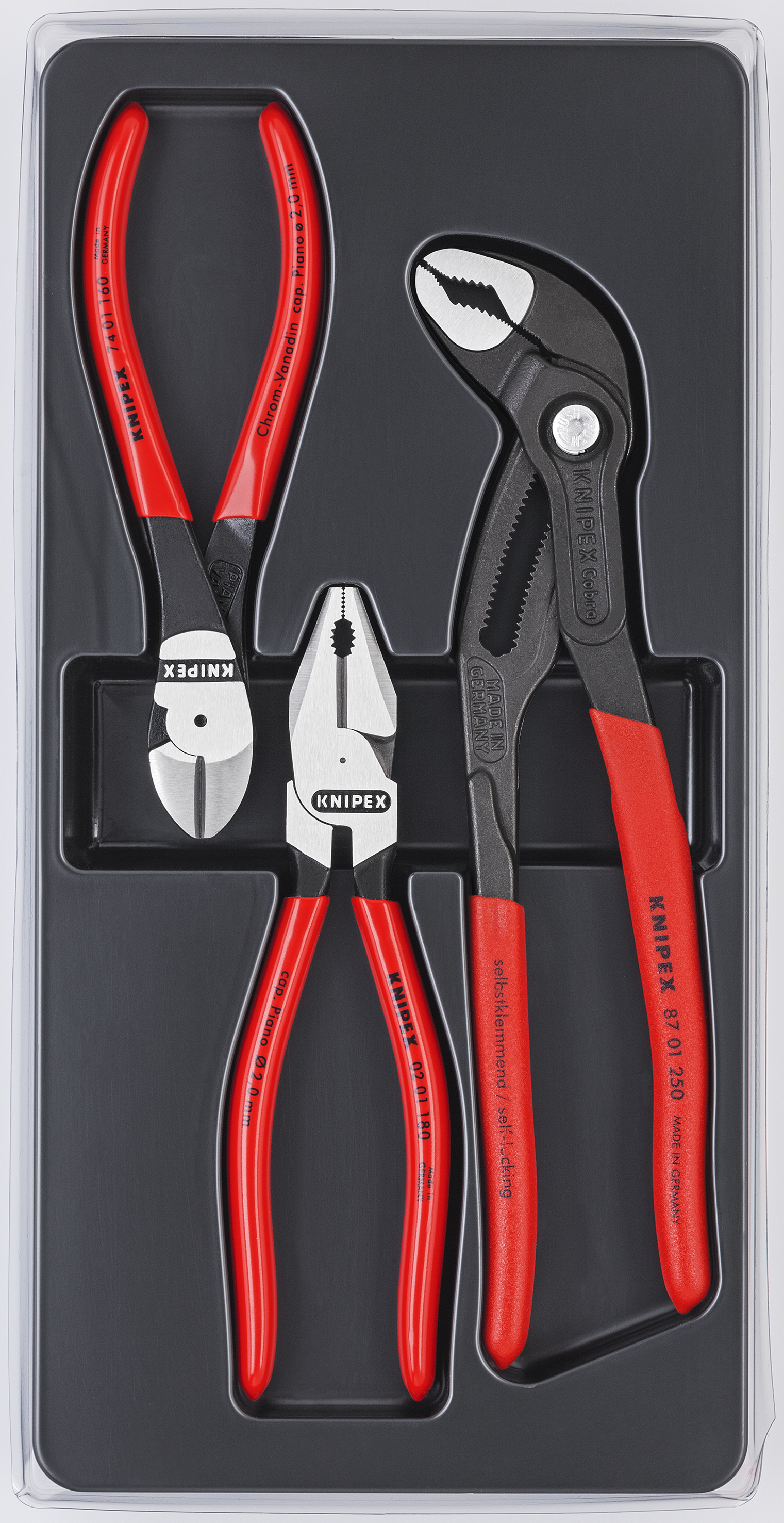 KNIPEX 00 20 10 Power Set 1x 02 01 180, 1x 87 01 250, 1x 74 01 160 thumbnail 2