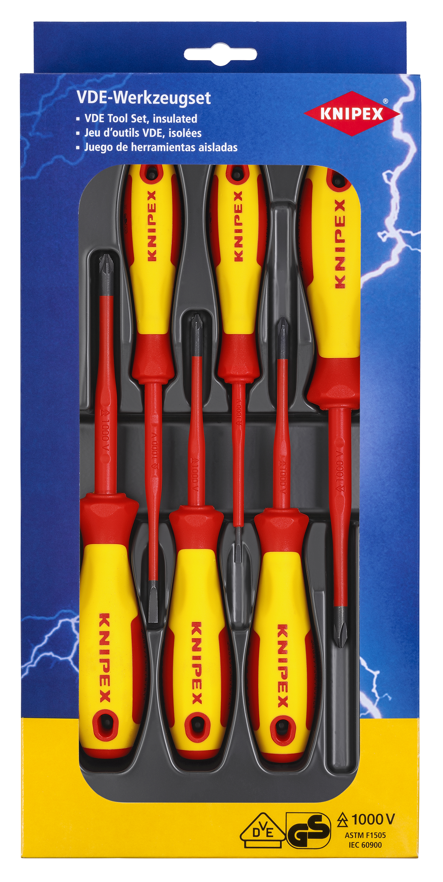 KNIPEX 00 20 12 V04 VDE Screwdriver Set Slotted / Phillips® / Pozidriv® 6 parts