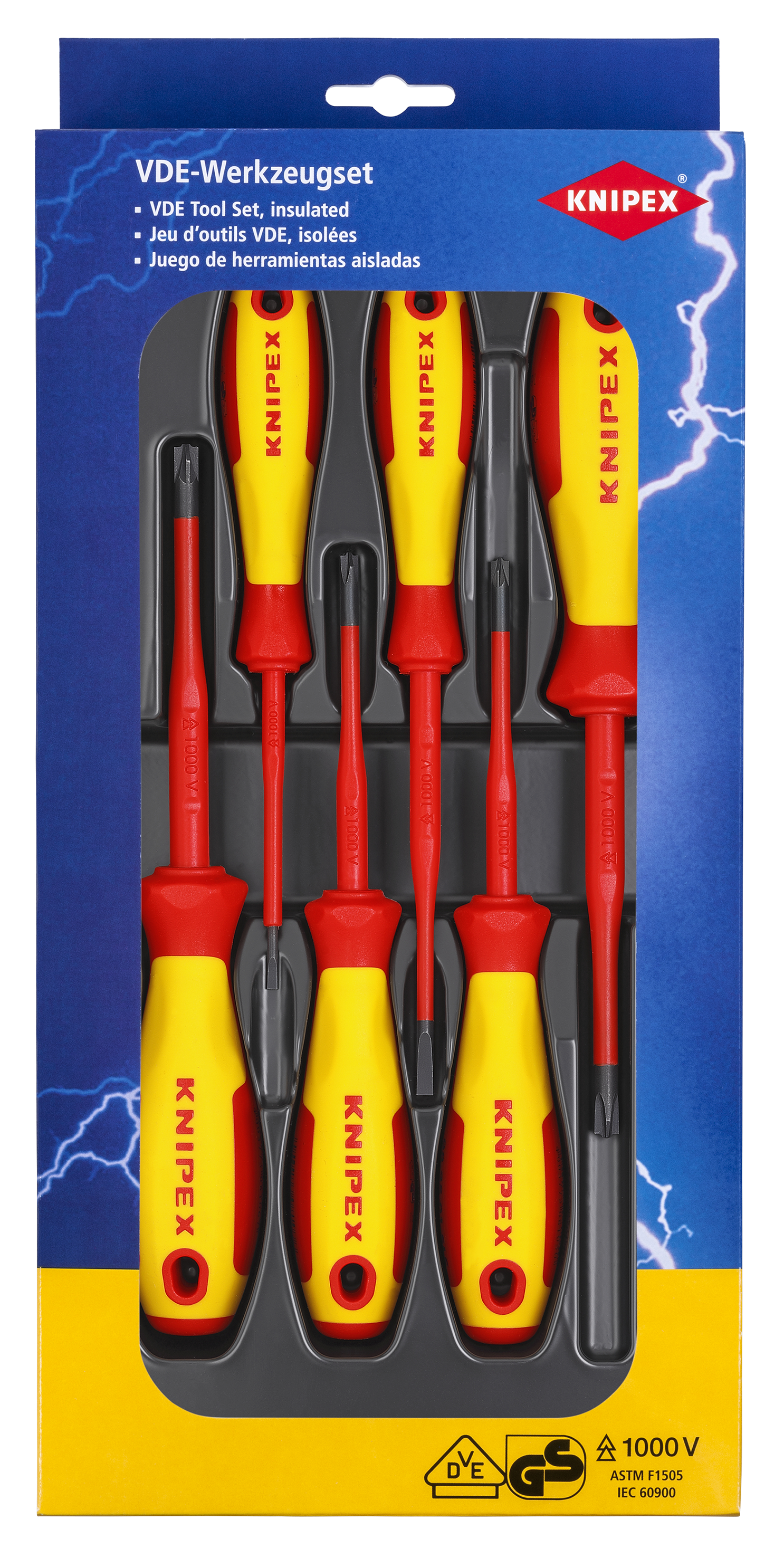 KNIPEX 00 20 12 V05 VDE Screwdriver Set PlusMinus / Slotted 6 parts