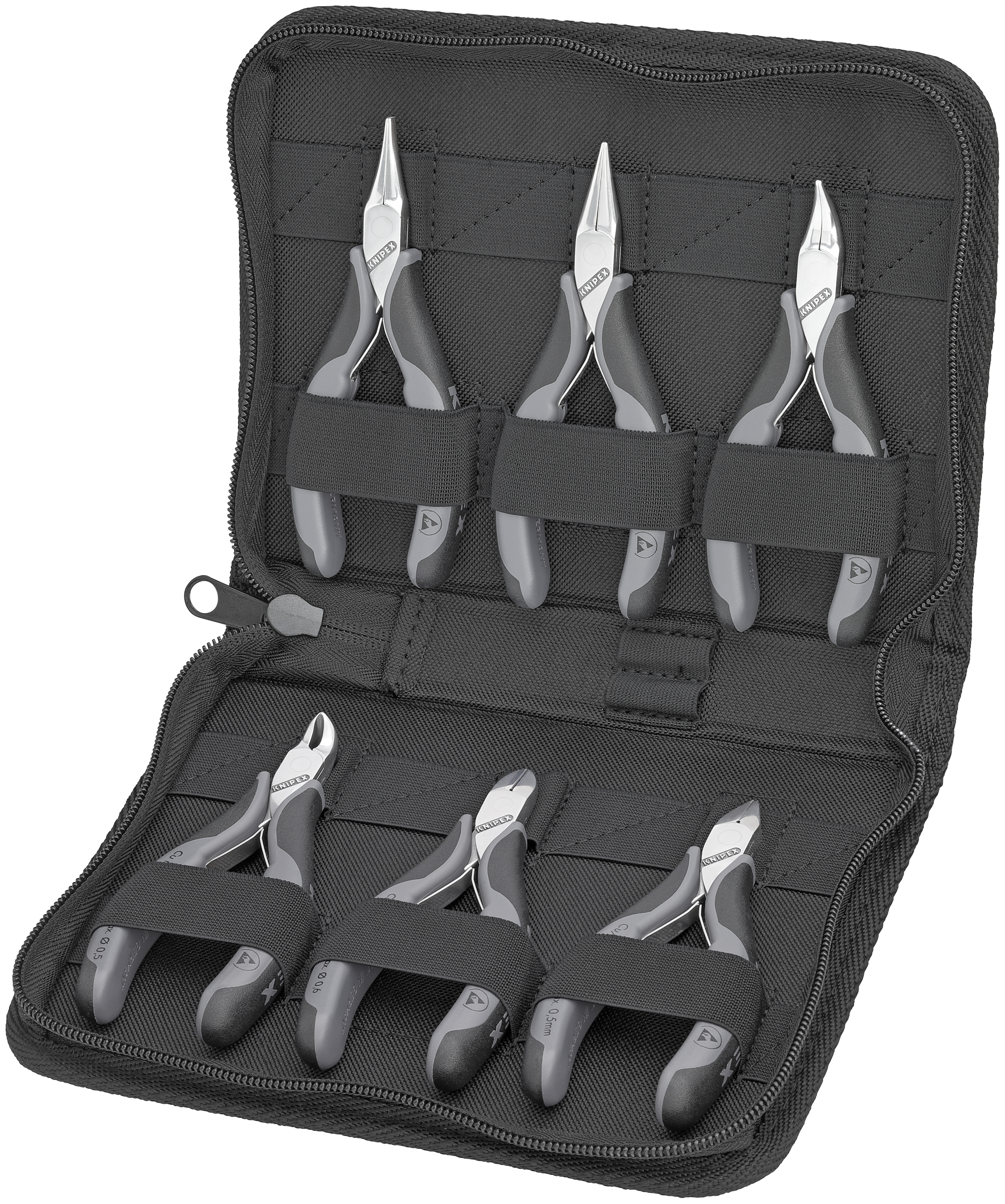 KNIPEX 00 20 17 Case for Electronics Pliers with tools for work on electronic components 6 parts 215 mm
