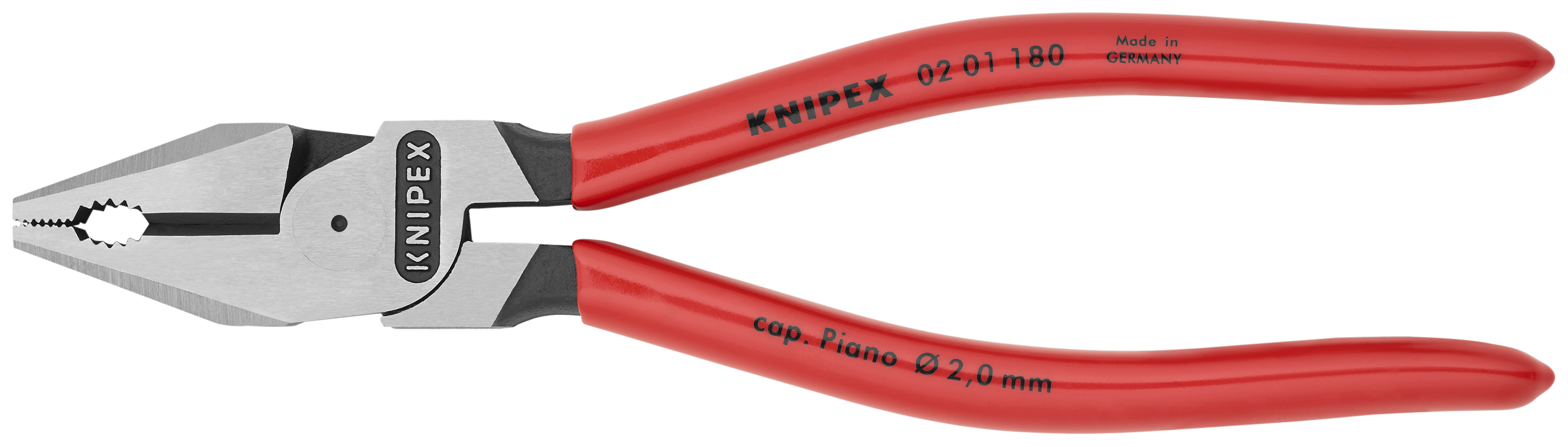 KNIPEX 02 01 180 SB High Leverage Combination Pliers 180 mm black atramentized with plastic coating polished