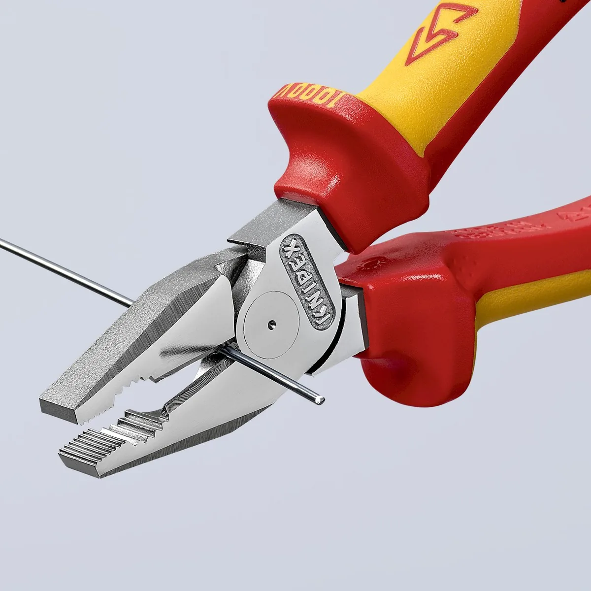 KNIPEX 02 06 180 SB High Leverage Combination Pliers 180 mm chrome-plated insulated with multi-component grips, VDE-tested chrome-plated thumbnail 6