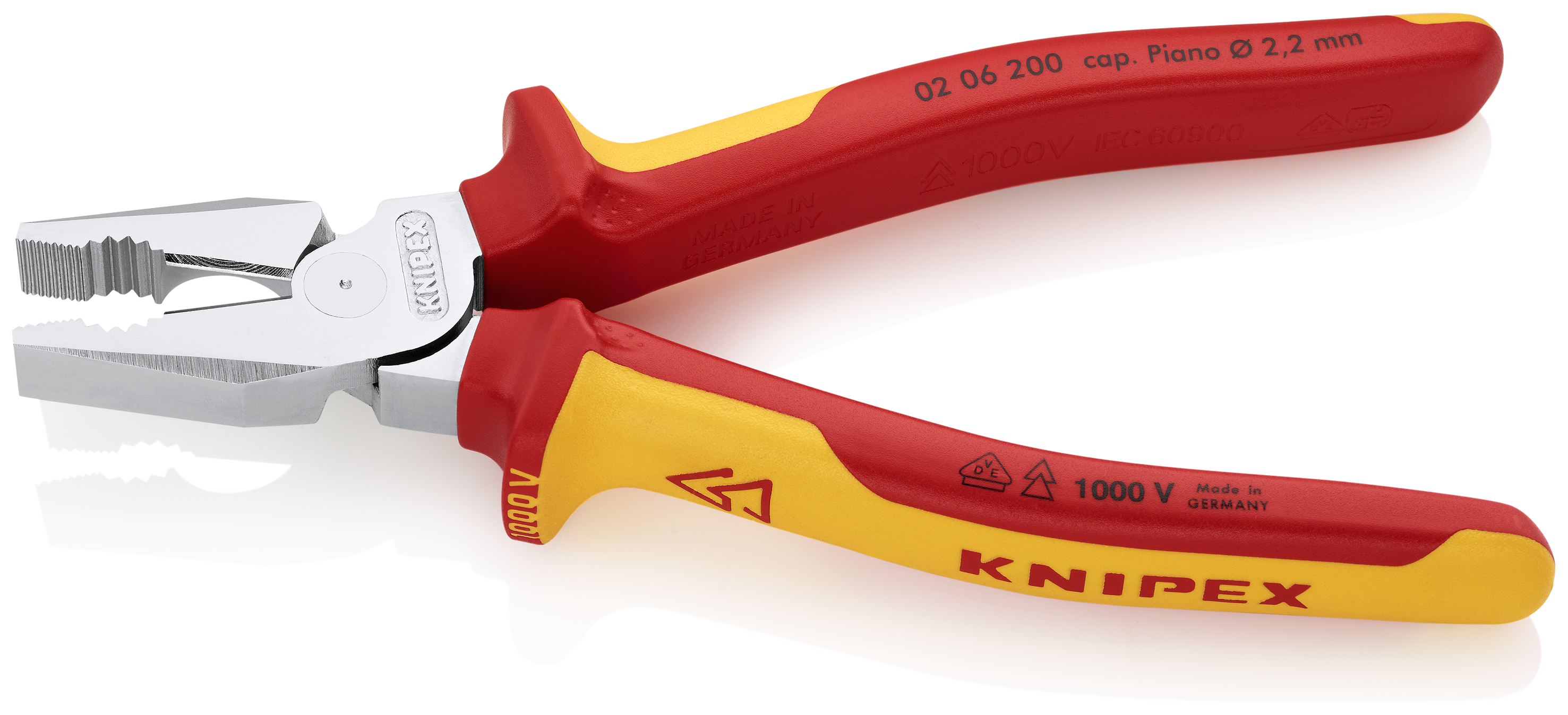 KNIPEX 02 06 200 SB High Leverage Combination Pliers 200 mm chrome-plated insulated with multi-component grips, VDE-tested chrome-plated thumbnail 2
