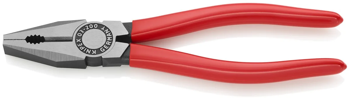 KNIPEX 03 01 200 EAN Combination Pliers 200 mm black atramentized with plastic coating polished thumbnail 2