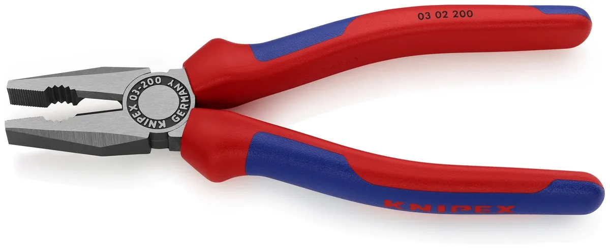 Kìm đa năng đầu bằng KNIPEX 03 02 200, cán nhựa đa thành phần, đầu mạ đen mài bóng thumbnail 3