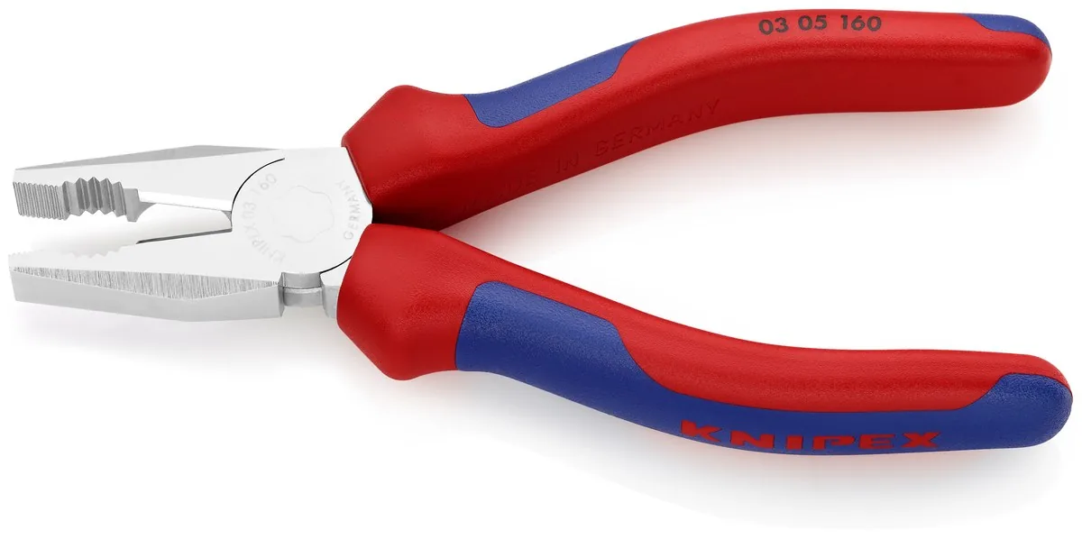 KNIPEX 03 05 160 SB Combination Pliers 160 mm chrome-plated with comfort handles chrome-plated thumbnail 3