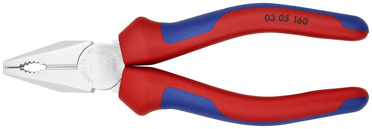KNIPEX 03 05 160 SB Combination Pliers 160 mm chrome-plated with comfort handles chrome-plated thumbnail 4