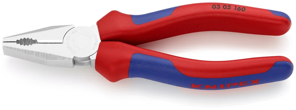 KNIPEX 03 05 160 Combination Pliers 160 mm chrome-plated with comfort handles chrome-plated thumbnail 2