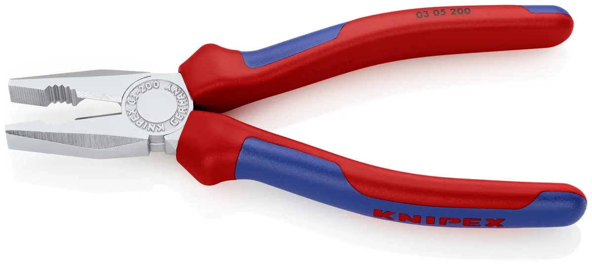 KNIPEX 03 05 200 SB Combination Pliers 200 mm chrome-plated with comfort handles chrome-plated thumbnail 3
