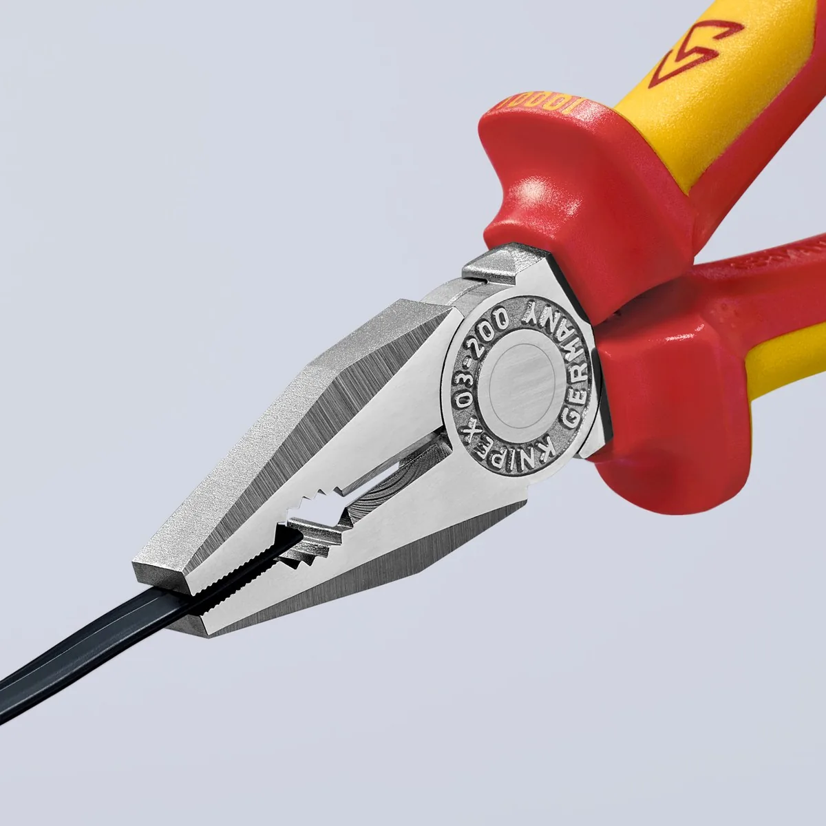 KNIPEX 03 06 200 SB Combination Pliers 200 mm chrome-plated insulated with multi-component grips, VDE-tested chrome-plated thumbnail 7