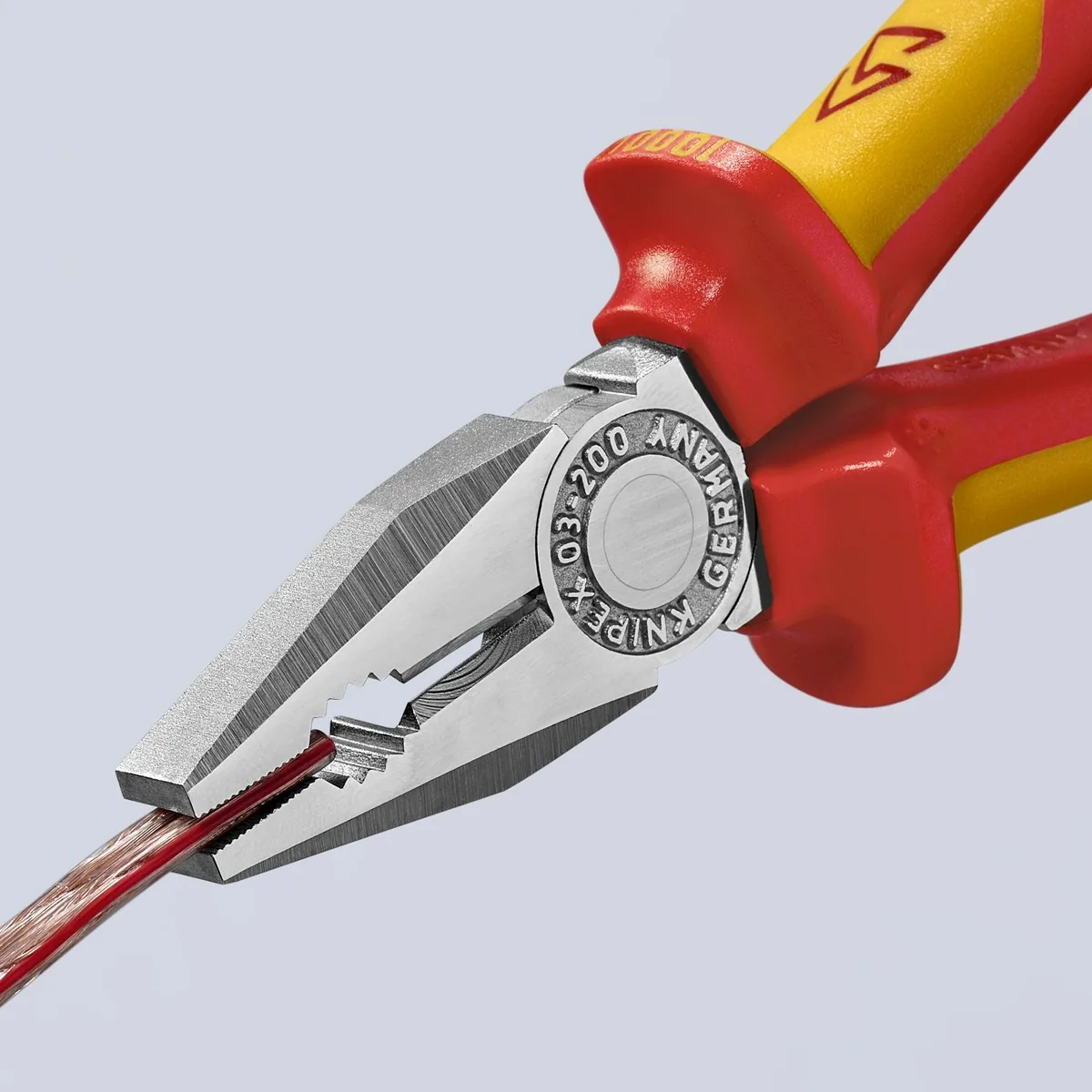 Kìm răng đầu bằng KNIPEX 03 06 200 dài 200mm, đầu mạ crom, cán cách điện 1000V thumbnail 8