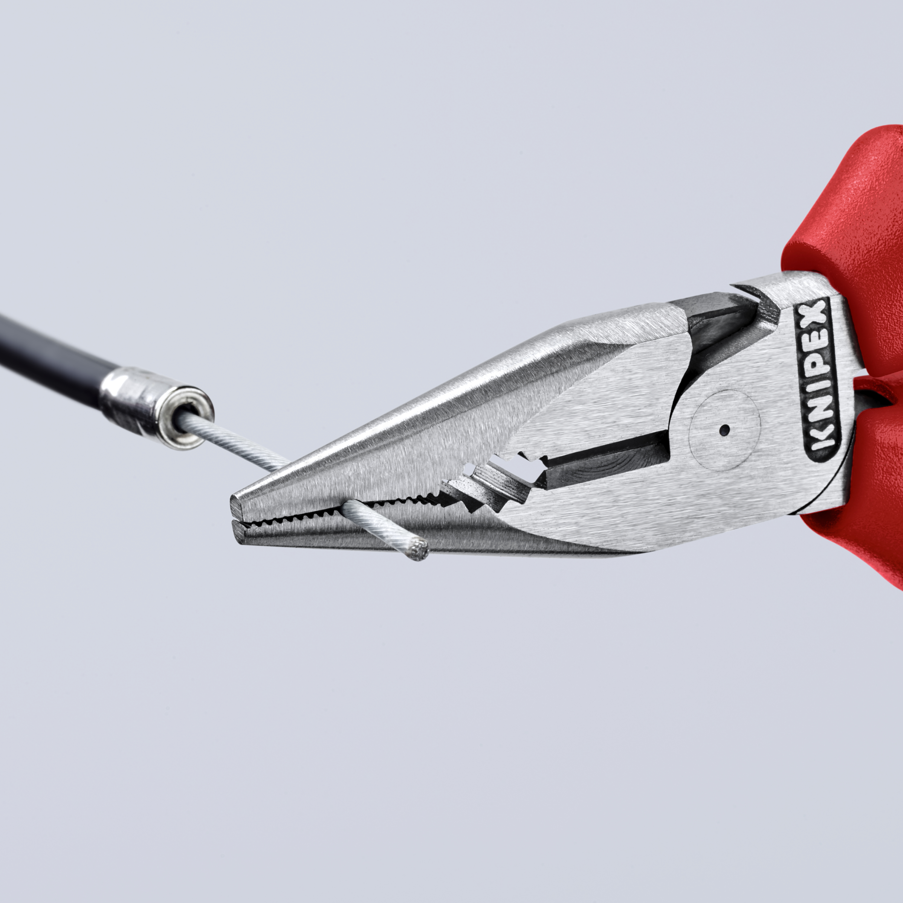 KNIPEX 08 22 145 Needle-Nose Combination Pliers 145 mm black atramentized with comfort handles polished thumbnail 4