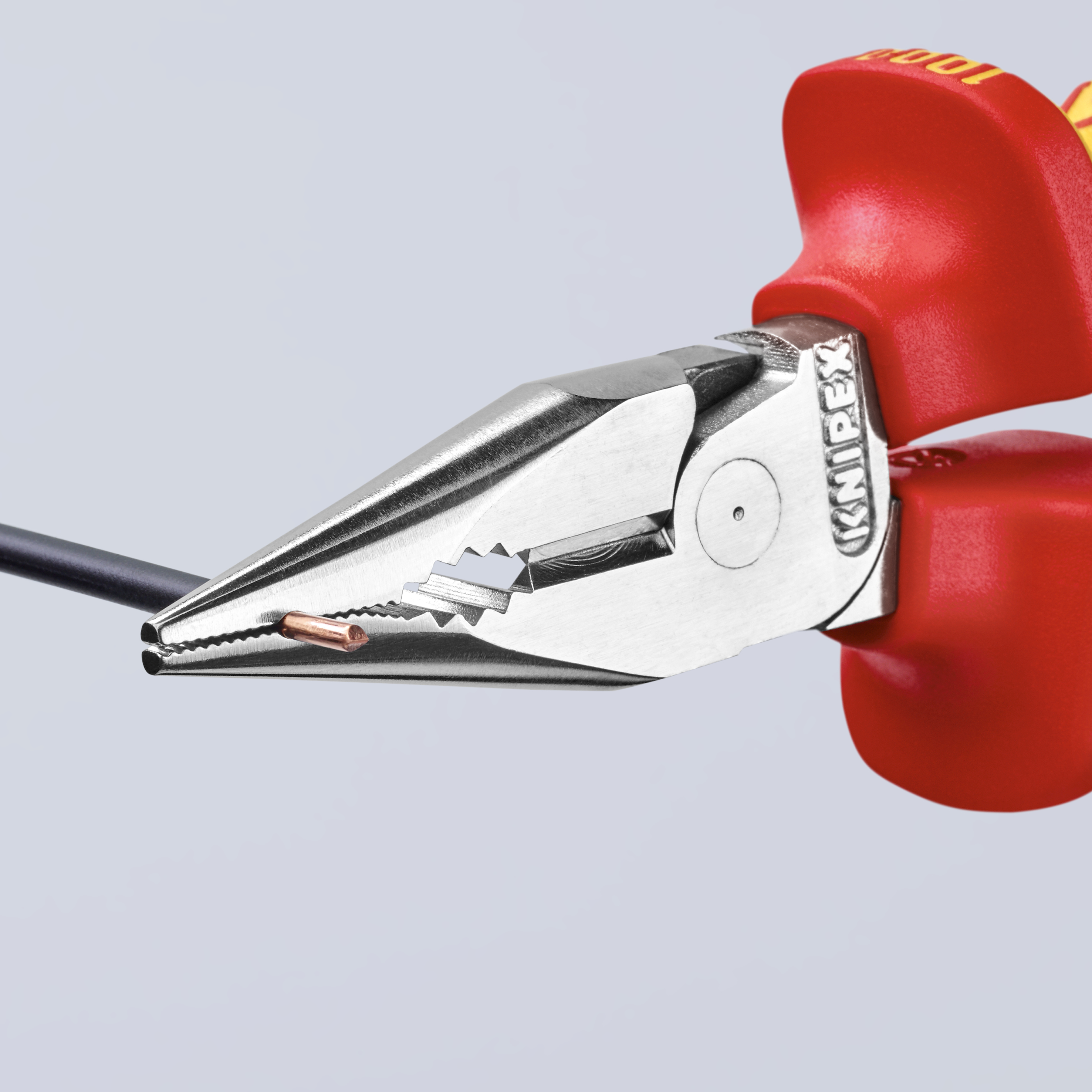 KNIPEX 08 26 145 T Needle-Nose Combination Pliers 145 mm chrome-plated insulated with multi-component grips, VDE-tested with integrated insulated tether attachment point for a tool tether chrome-plated thumbnail 5