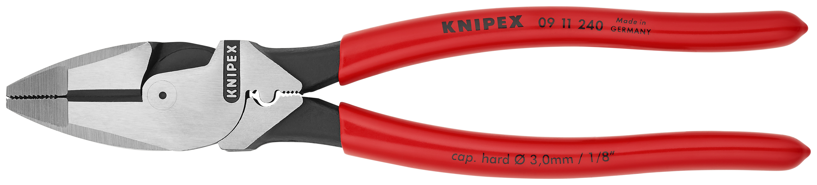 KNIPEX 09 11 240 SB Lineman's Pliers American style 240 mm black atramentized with non-slip plastic coating polished thumbnail 4