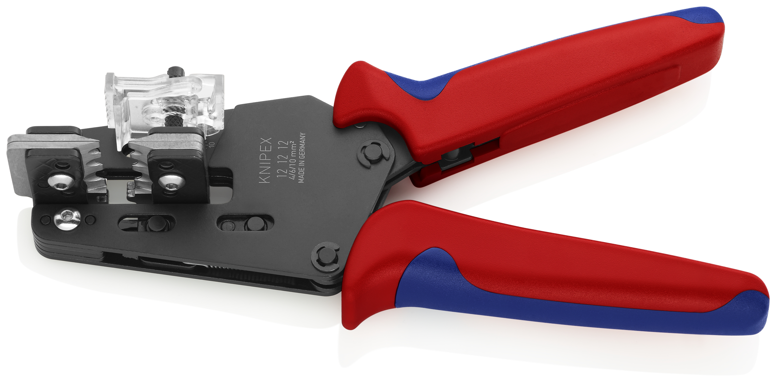 KNIPEX 12 12 12 Precision Insulation Stripper with adapted blades 4/6/10mm² 195 mm burnished with multi-component handles
