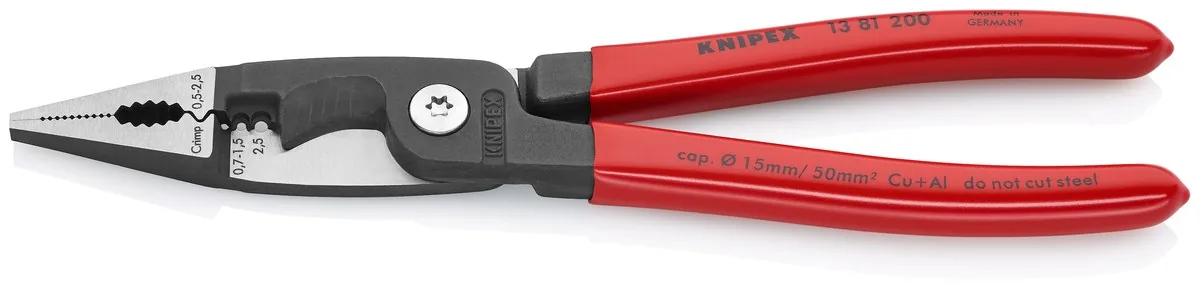 KNIPEX 13 81 200 SB Pliers for Electrical Installation 200 mm black atramentized with plastic coating polished thumbnail 4
