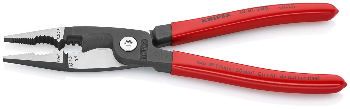 KNIPEX 13 81 200 SB Pliers for Electrical Installation 200 mm black atramentized with plastic coating polished thumbnail 3