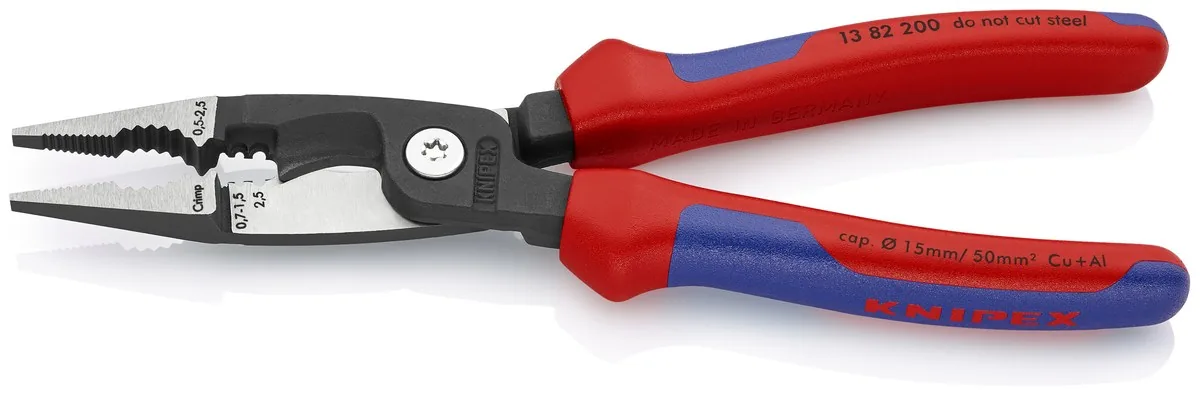 KNIPEX 13 82 200 Pliers for Electrical Installation 200 mm black atramentized with comfort handles polished thumbnail 3