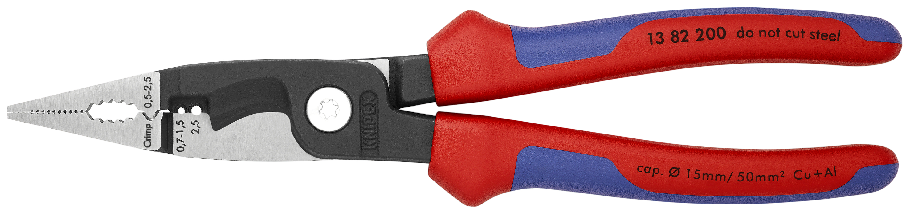 KNIPEX 13 82 200 Pliers for Electrical Installation 200 mm black atramentized with comfort handles polished thumbnail 3