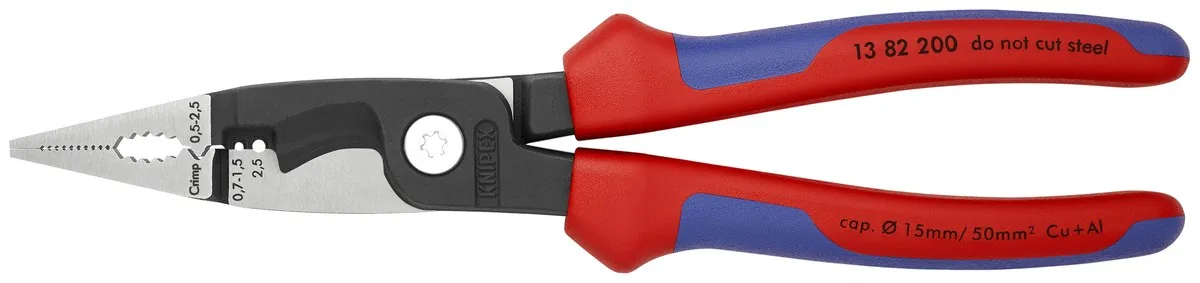 KNIPEX 13 82 200 Pliers for Electrical Installation 200 mm black atramentized with comfort handles polished thumbnail 4