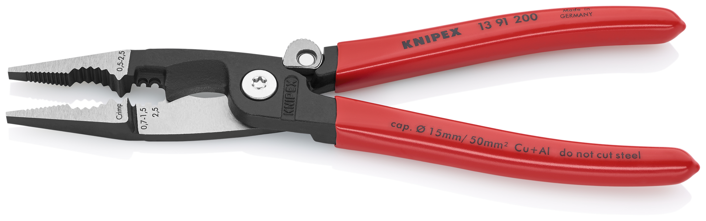 KNIPEX 13 91 200 SB Pliers for Electrical Installation 200 mm black atramentized with plastic coating polished thumbnail 2