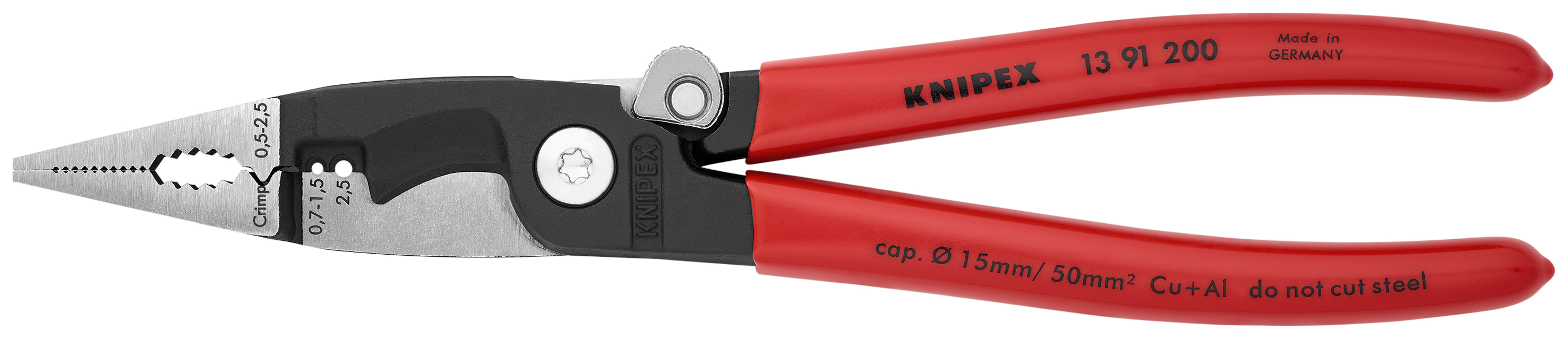 KNIPEX 13 91 200 SB Pliers for Electrical Installation 200 mm black atramentized with plastic coating polished thumbnail 3