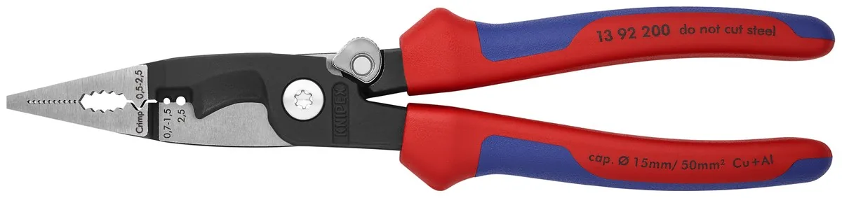 KNIPEX 13 92 200 SB Pliers for Electrical Installation 200 mm black atramentized with comfort handles polished thumbnail 4