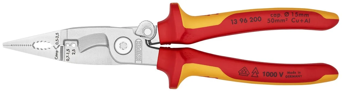 KNIPEX 13 96 200 Pliers for Electrical Installation 200 mm chrome-plated insulated with multi-component grips, VDE-tested chrome-plated thumbnail 4