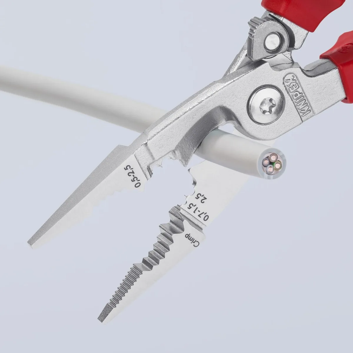 KNIPEX 13 96 200 Pliers for Electrical Installation 200 mm chrome-plated insulated with multi-component grips, VDE-tested chrome-plated thumbnail 5