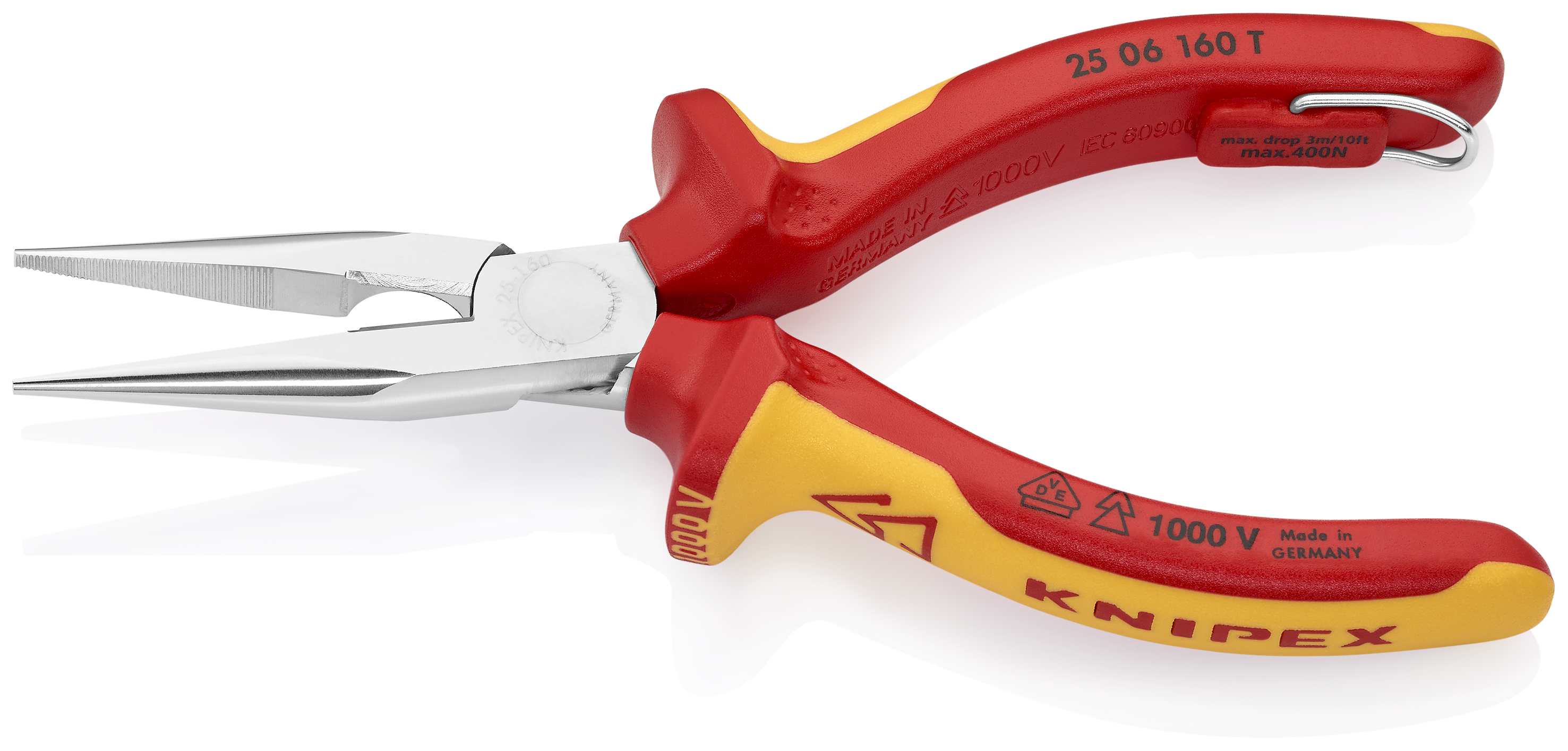 KNIPEX 25 06 160 T BK Snipe Nose Side Cutting Pliers (Radio Pliers) 160 mm chrome-plated insulated with multi-component grips, VDE-tested chrome-plated thumbnail 2