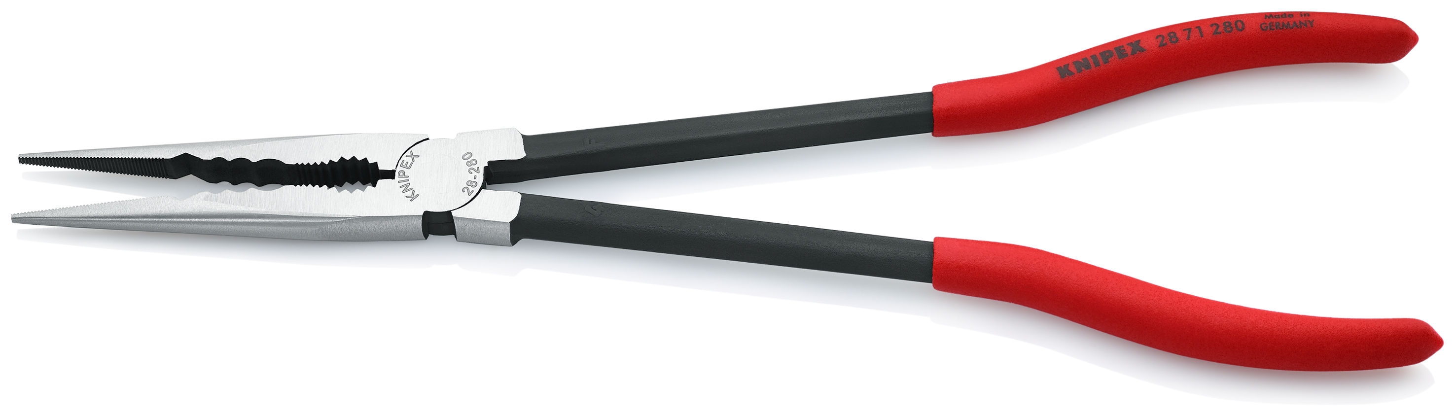 KNIPEX 28 71 280 SB Long Reach Needle Nose Pliers with transverse profiles 280 mm black atramentized with plastic coating polished thumbnail 2