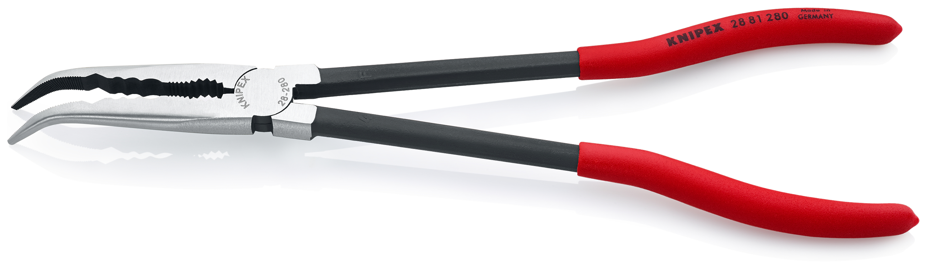 KNIPEX 28 81 280 SB Long Reach Needle Nose Pliers with transverse profiles 280 mm black atramentized with plastic coating polished thumbnail 2