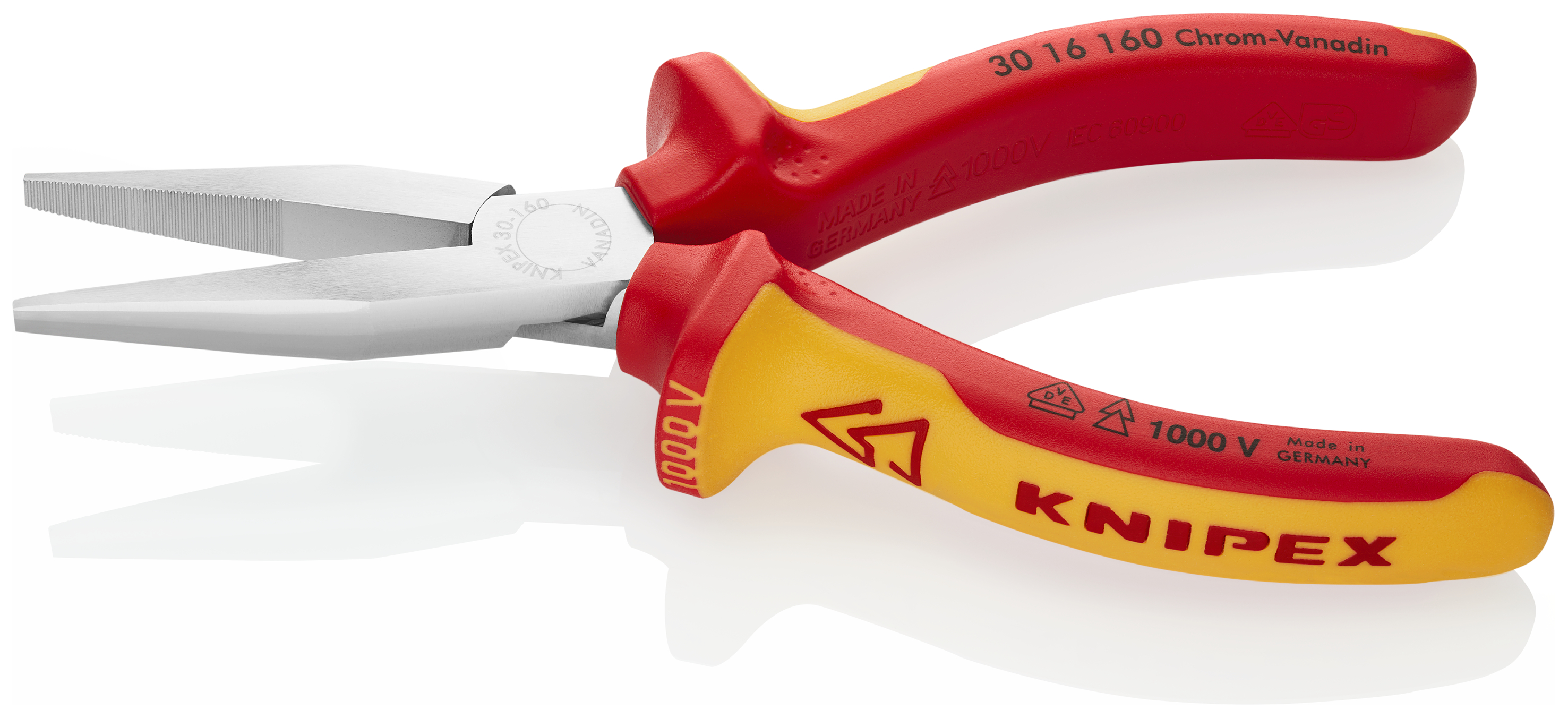 KNIPEX 30 16 160 SB Long Nose Pliers 160 mm chrome-plated insulated with multi-component grips, VDE-tested chrome-plated thumbnail 2