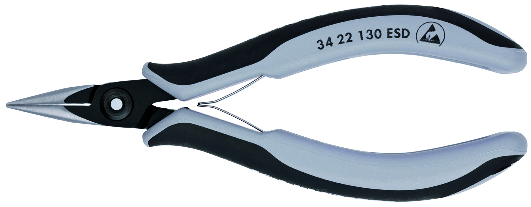 KNIPEX 34 22 130 ESD Precision Electronics Gripping Pliers ESD 130 mm burnished with multi-component handles polished thumbnail 3