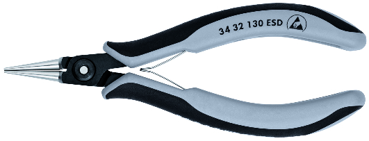 KNIPEX 34 32 130 ESD Precision Electronics Gripping Pliers ESD 130 mm burnished with multi-component handles polished thumbnail 3