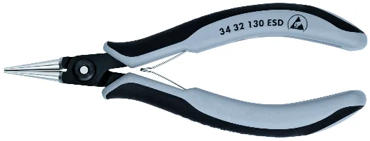 KNIPEX 34 32 130 ESD Precision Electronics Gripping Pliers ESD 130 mm burnished with multi-component handles polished thumbnail 3